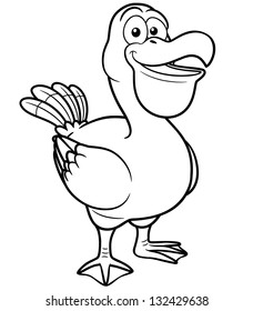 Vector illustration of Cartoon pelican - Coloring book