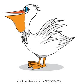 Vector illustration of Cartoon pelican on white background