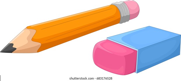 Vector illustration of cartoon pencil and eraser 