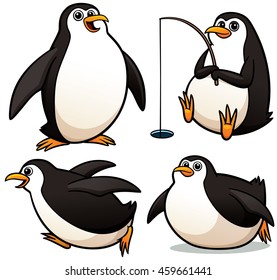 Vektorgrafik des Zeichensatzes Cartoon Penguin