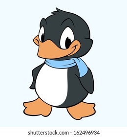 Vector illustration of cartoon penguin for design element
