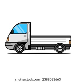 Ilustración vectorial de un icono de un coche de recogida de dibujos animados en blanco, diseño moderno