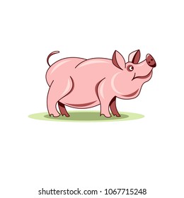 Vector illustration of Cartoon pig.