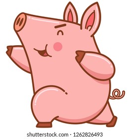 Vector illustration of cartoon pig