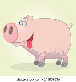 Vector Illustration of Cartoon Pig