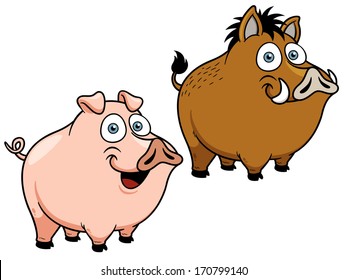 Vector illustration of cartoon pig