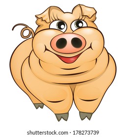 Vector illustration of cartoon pig