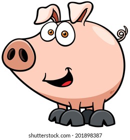 Vector illustration of cartoon pig