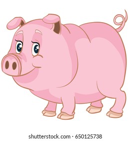 Vector illustration of cartoon pig