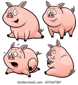 Vector illustration of Cartoon Pig Character Set