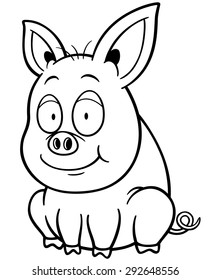 Vector illustration of cartoon pig - Coloring book