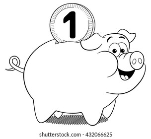 vector illustration of a cartoon piggy bank 