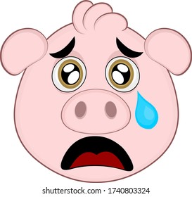 Vektor-Darstellung eines Schweinegesichts mit trauriger Ausprägung