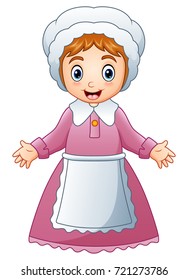 Vector illustration of Cartoon pilgrim woman