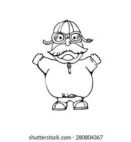 Vector Illustration of Cartoon pilot. Vector Illustration Isolated On White. Vector Illustration of Cartoon pilot