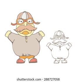 Vector Illustration of Cartoon pilot. Vector Illustration Isolated On White. Vector Illustration of Cartoon pilot