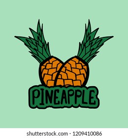 Vector illustration of cartoon pineapple