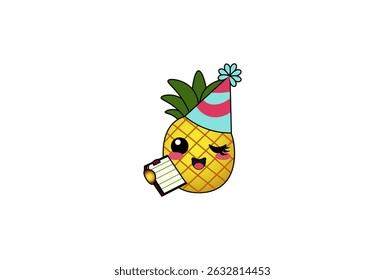 vector illustration of cartoon pineapple isolated on white background	