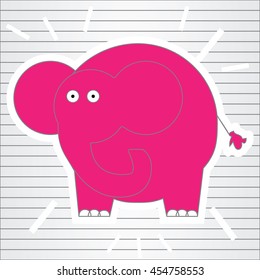 Vector illustration of the cartoon pink elephant.