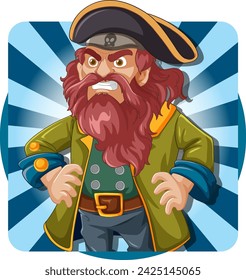 Vector illustration of a cartoon pirate captain