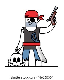 Vector illustration - Cartoon pirate character