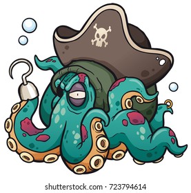 Vector Illustration Cartoon Pirate Octopus Stock Vector (Royalty Free ...