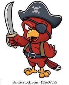 Vector Illustration Of Cartoon Pirate Parrot