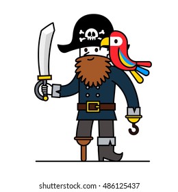 Vector illustration - cartoon pirate with parrot