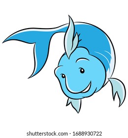 Vector Illustration of Cartoon of Pisces Zodiac Sign isolated on a white background