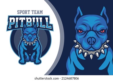 Vector illustration of Cartoon pitbull mascot design template	