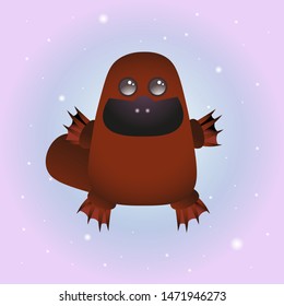 Vector illustration of cartoon platypus. Animal picture for printing, web-design, textile, fabric