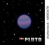 Vector illustration of cartoon Pluto with steel title for children education