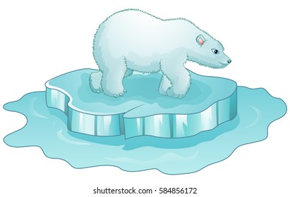 Vector illustration of Cartoon polar bear standing on ice floe