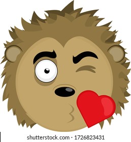 Vector illustration of a cartoon porcupine's face in love