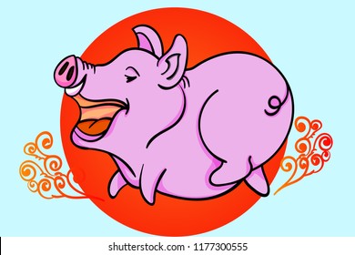 Vector illustration of cartoon pork
