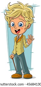A vector illustration of cartoon pretty young blond boy