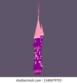 The vector illustration of cartoon princess magic castle