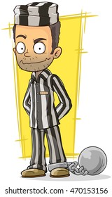 A vector illustration of cartoon prisoner in black and white robe