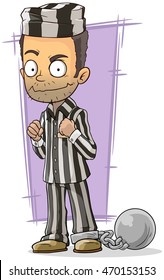 A vector illustration of cartoon prisoner in robe with metal chain