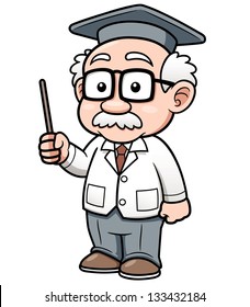 Vector Illustration Of Cartoon Professor