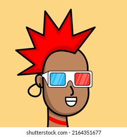 Vector Illustration Of Cartoon Punk Boy