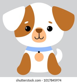 Vector illustration. A cartoon puppy with a collar. Dog.