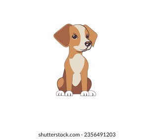 Vector illustration of cartoon puppy isolated on white background