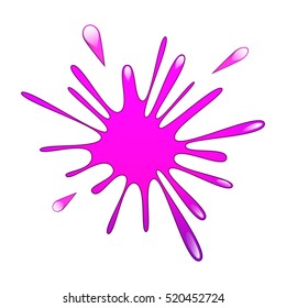 Vector Illustration of Cartoon Purple Paint Splash, Blot. Isolated on white