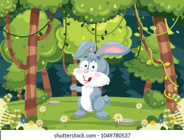 Vector Illustration Of Cartoon Rabbit