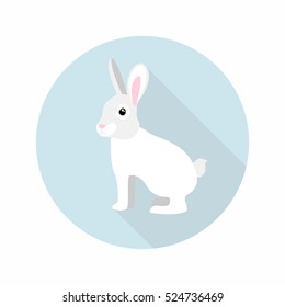 Vector illustration of cartoon rabbit. Cute hare in flat style isolated on background. Farm animal icon.