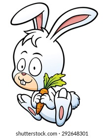 Vector illustration of cartoon rabbit holding carrot