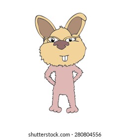 Vector Illustration of Cartoon rabbit. Vector Illustration Isolated On White. Vector Illustration of Cartoon rabbit