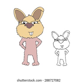 Vector Illustration of Cartoon rabbit. Vector Illustration Isolated On White. Vector Illustration of Cartoon rabbit
