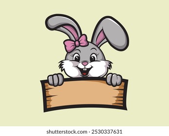 vector illustration of cartoon rabbit laughing